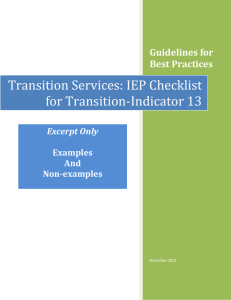 Transition Services: IEP Checklist for Transition-Indicator 13 Guidelines for Best Practices