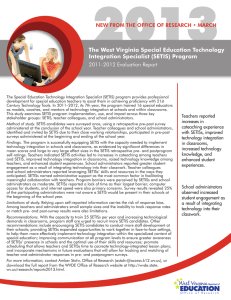 2013 The West Virginia Special Education Technology Integration Specialist (SETIS) Program
