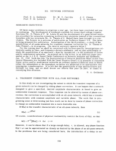 XX. NETWORK  SYNTHESIS Prof.  E.  A.  Guillemin