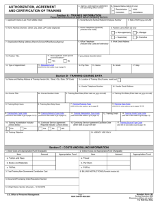 AUTHORIZATION, AGREEMENT AND CERTIFICATION OF TRAINING