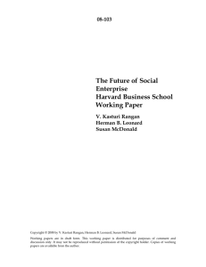 The Future of Social Enterprise Harvard Business School Working Paper