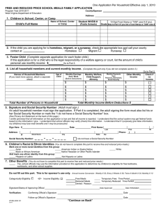 One Application Per Household Effective July 1, 2010