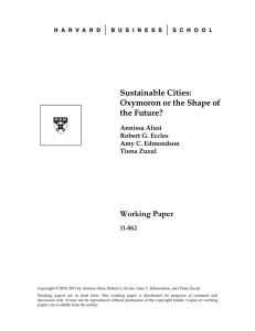Sustainable Cities: Oxymoron or the Shape of the Future? Working Paper