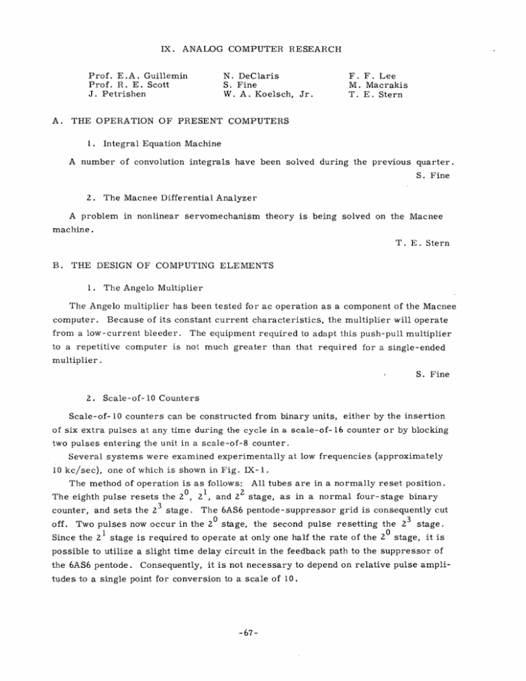 research paper on analog computer