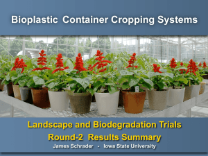 Bioplastic Container Cropping Systems Landscape and Biodegradation Trials