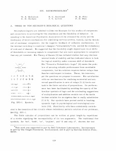 XVI. NEUROPHYSIOLOGY W.  S.  McCulloch R.  C.  Gesteland