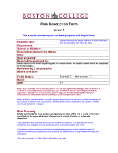 Role Description Form Position Title: Department: School or Division: