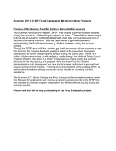 Summer 2011 SFSP Food Backpacks Demonstration Projects