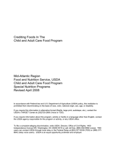 Crediting Foods In The Child and Adult Care Food Program Mid-Atlantic Region