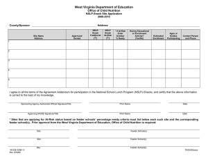 West Virginia Department of Education Office of Child Nutrition NSLP-Snack Site Application 2009-2010