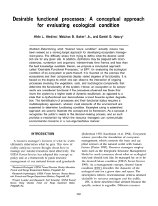 Desirable functional processes: A conceptual approach for evaluating ecological condition Alvin L.