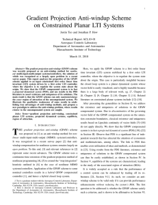 Gradient Projection Anti-windup Scheme on Constrained Planar LTI Systems