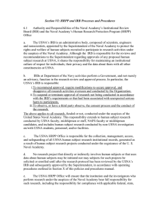 6.1 Authority and Responsibilities of the Naval Academy’s Institutional Review