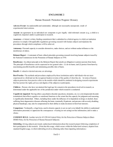 ENCLOSURE 2 Human  Research  Protection Program  Glossary