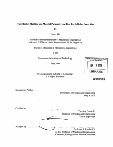 The Effect  of Machine  and Material Parameters on ... By Esther  Hu