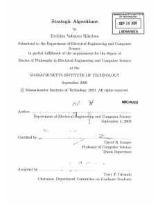 Strategic Algorithms Evdokia Velinova Nikolova