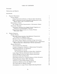 TABLE  OF  CONTENTS Personnel Publications  and  Reports Introduction