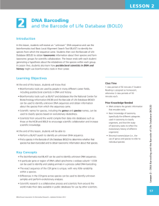 2 LESSON 2 DNA Barcoding and the Barcode of Life Database (BOLD)