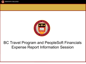 BC Travel Program and PeopleSoft Financials Expense Report Information Session 1