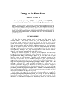 Energy on the Home Front Thomas W. Murphy, Jr.