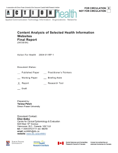 Content Analysis of Selected Health Information Websites Final Report