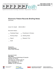 Electronic Patient Records Briefing Notes FOR CIRCULATION X NOT FOR CIRCULATION