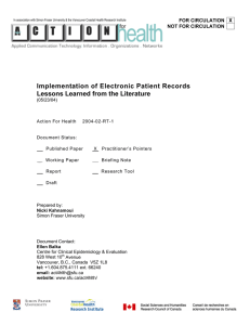 Implementation of Electronic Patient Records Lessons Learned from the Literature
