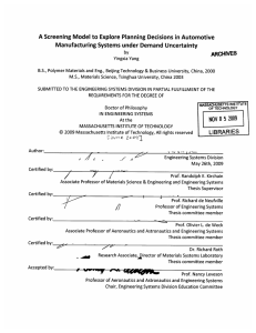 A Screening  Model to  Explore  Planning Decisions... Manufacturing  Systems  under  Demand  Uncertainty