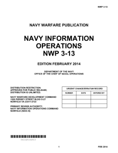 NAVY INFORMATION OPERATIONS NWP 3-13 NAVY WARFARE PUBLICATION