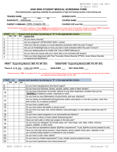 NETCINST 1500.13A CH-1 29 April 2014 HIGH RISK STUDENT MEDICAL SCREENING FORM