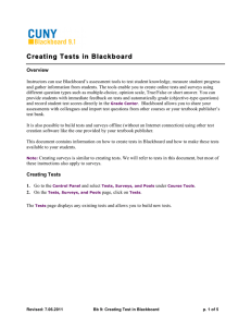 Creating Tests in Blackboard  Overview