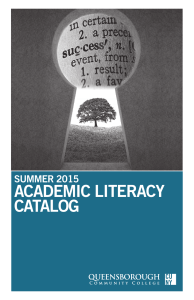 AcAdemic LiterAcy cAtALog Summer 2015