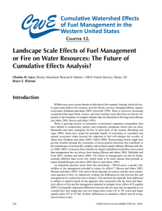 Landscape Scale Effects of Fuel Management Cumulative Effects Analysis? Cumulative Watershed Effects