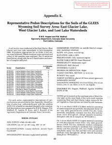 Appendix E. Representative Pedon Descriptions for the Soils of the GLEES
