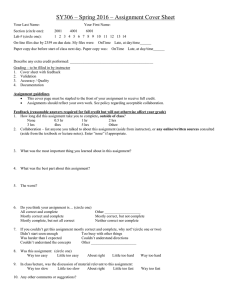 SY306 – Spring 2016 – Assignment Cover Sheet