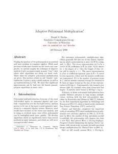 Adaptive Polynomial Multiplication Abstract ∗ Daniel S. Roche