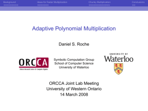 Adaptive Polynomial Multiplication Daniel S. Roche ORCCA Joint Lab Meeting
