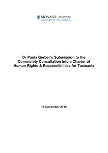 Paula Gerber’s Submission to the Dr Community Consultation into a Charter of