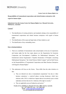 Responsibilities of transnational corporations and related business enterprises with