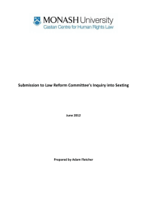 Submission to Law Reform Committee’s Inquiry into Sexting  June 2012