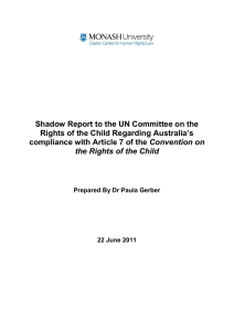 Shadow Report to the UN Committee on the Convention on