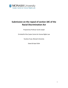 Submission on the repeal of section 18C of the