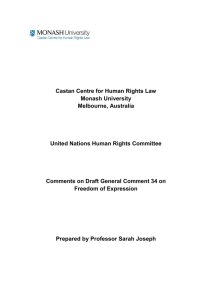 Castan Centre for Human Rights Law Monash University Melbourne, Australia