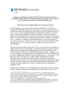 Submission regarding the Inquiry into Stolen Wages by the Senate... Constitutional Affairs References Committee prepared by Stephen Gray, Lecturer in