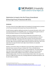 Submission to Inquiry into the Privacy Amendment