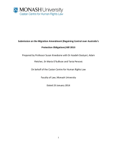 Submission on the Migration Amendment (Regaining Control over Australia’s
