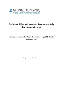 Traditional Rights and Freedoms: Encroachments by Commonwealth Laws