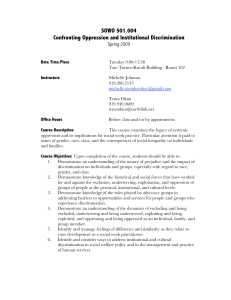 SOWO 501.004 Confronting Oppression and Institutional Discrimination Spring 2009