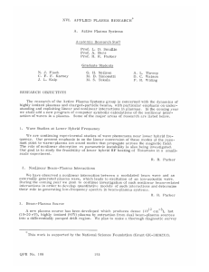 XVI. APPLIED  PLASMA  RESEARCH A. Active  Plasma  Systems