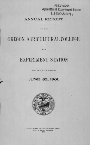 OREGON AGRICULTURAL COLLEGE EXPERIMENT STATION LIBRARY. Agrfeuttural Experiment station